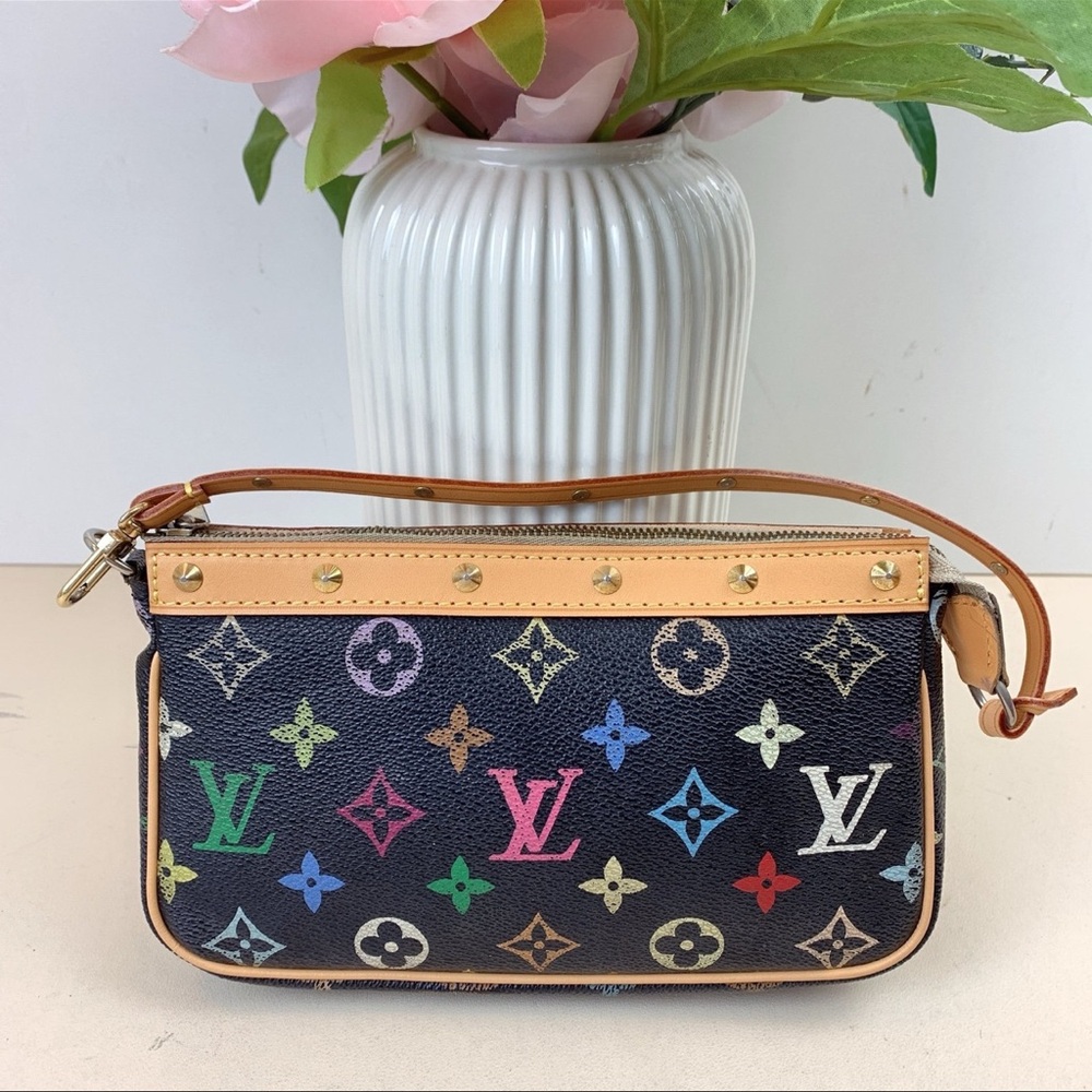 Louis Vuitton Black Multicolor Monogram Wristlet